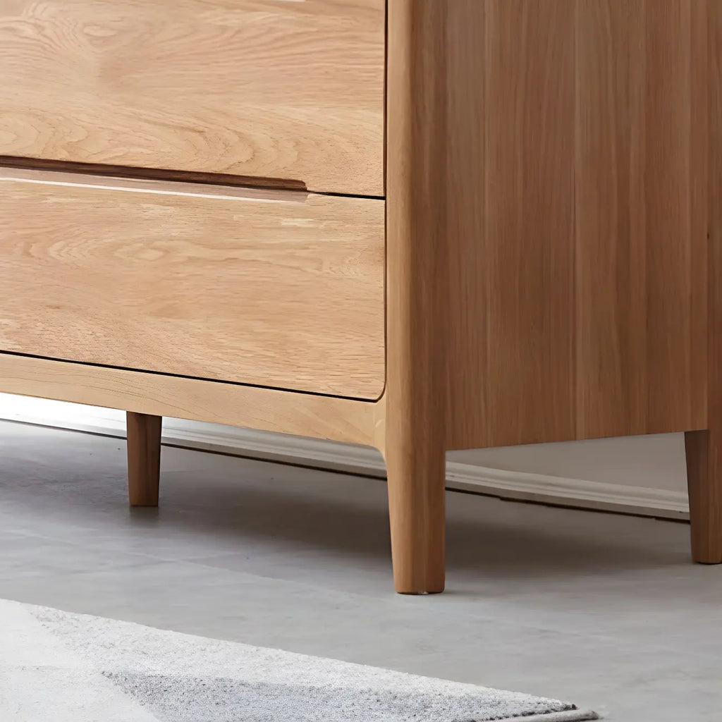 Traditional Natural Oak Wood Double Dresser for Bedroom