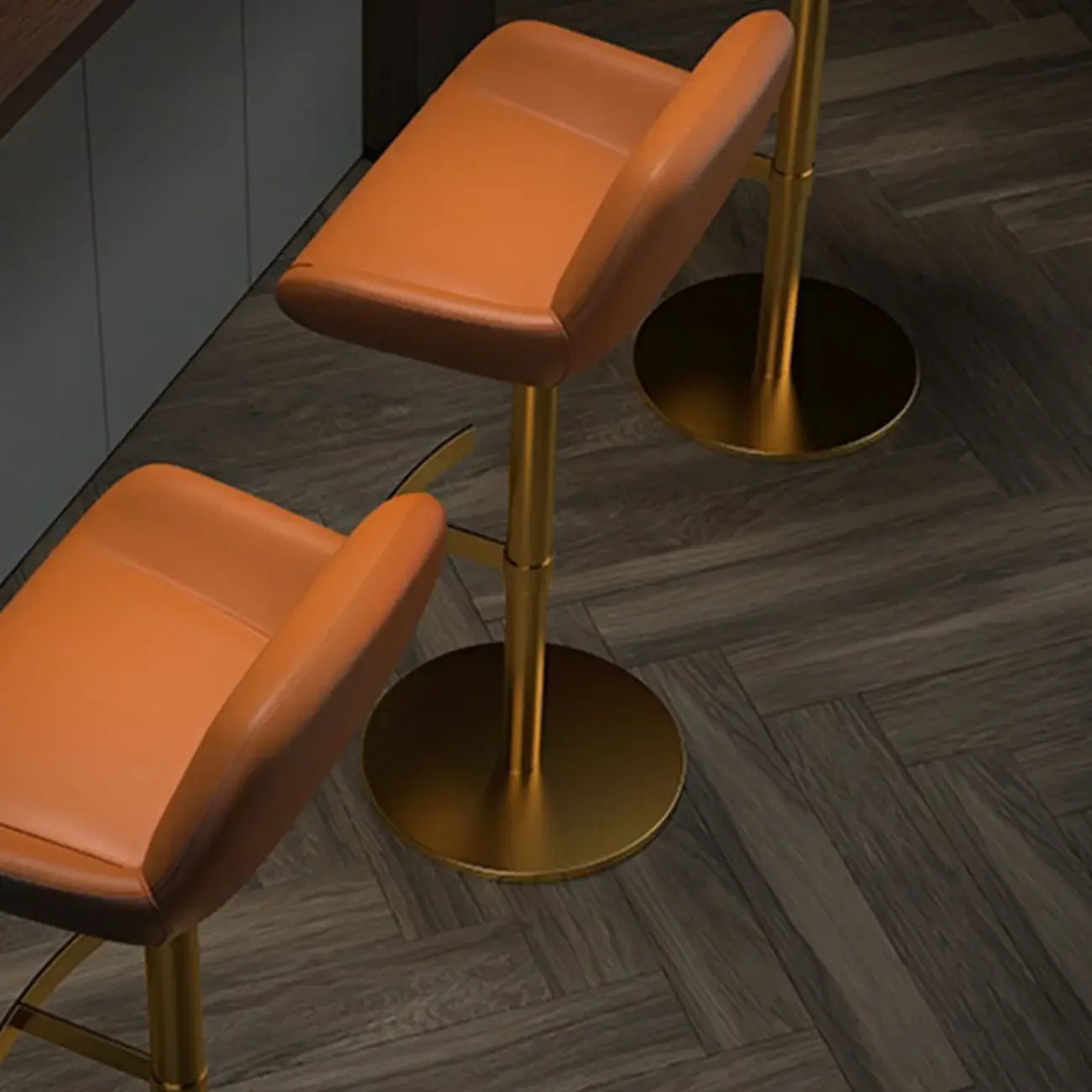 Minimalist Leather Swivel Bar Stools with Low Back for Kitchen