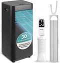 SereneLife Climatiseur Mobile 9000 BTU 2,0 kW – Climatiseur Portable avec Évacuation, 3 en 1 Refroidissement Déshumidificateur Ventilateur, Silencieux 54 dB, Télécommande et Kit Fenêtre