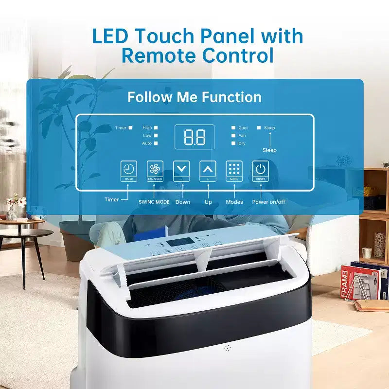 10000 BTU Portable Air Conditioner, Home AC/Air Conditioner with Remote Control for Room up to 450 Sq.Ft, 3-in-1 Functions/24 Hrs Timer/Caster Wheels