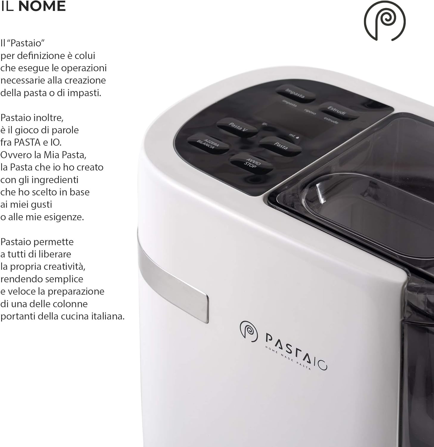PASTAIO Machine à pâtes automatique avec 12 matrices et balance intégrée