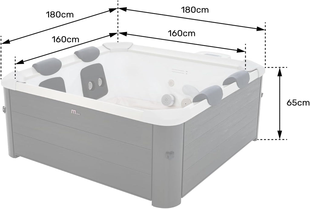 Spa Rigide connecté carré 180 cm MSPA Oslo Aero Plus – Spa 6 Places – Jets air et Eau – Lot de 8 filtres Inclus